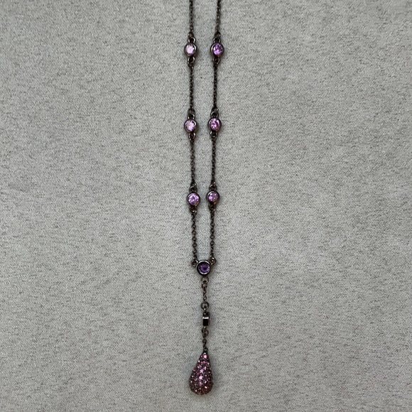 Amway Black and Purple Drop Necklace - Picture 3 of 5